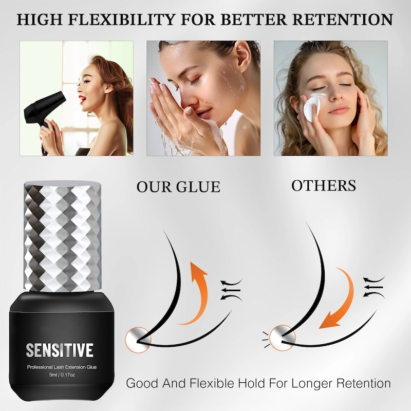 Hypoallergenic Eyelash Extension Glue Friendly to Sensitive Eyes 0.5s 1s